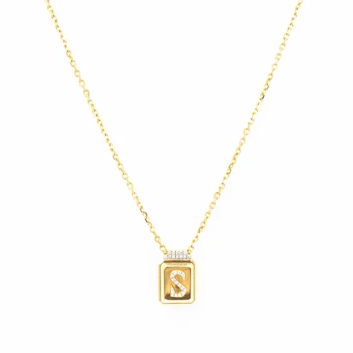 All-Gold Initial Signet Necklace
