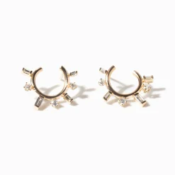 Baguette & Prong Diamond Front to Back Circle Hoops