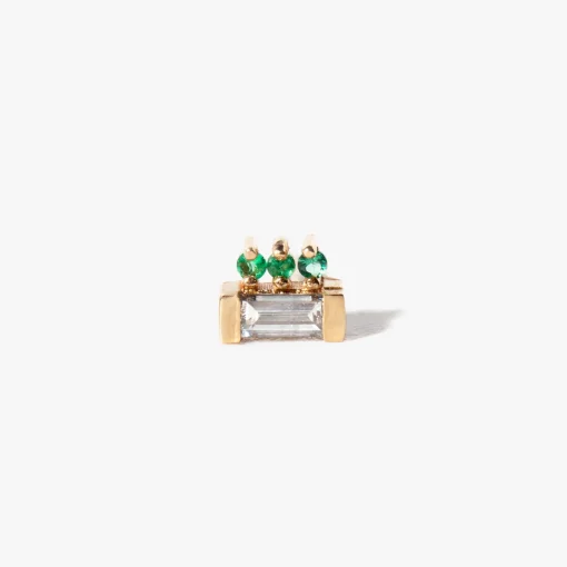 Baguette and 3 Dot Stud
