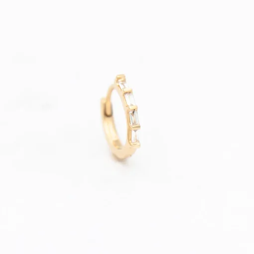 Baguette Diamond Hinge Huggie Hoop (Single)