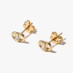 Baguette Diamond Open Link Studs