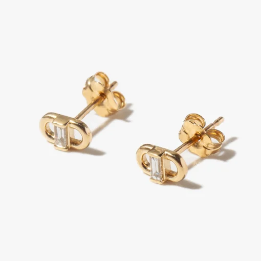 Baguette Diamond Open Link Studs