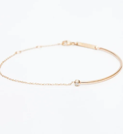 Bezel Diamond Wire & Chain Bracelet