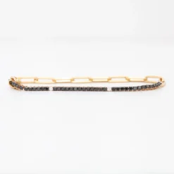 Black and White Diamond & Paperclip Half Tennis Bracelet