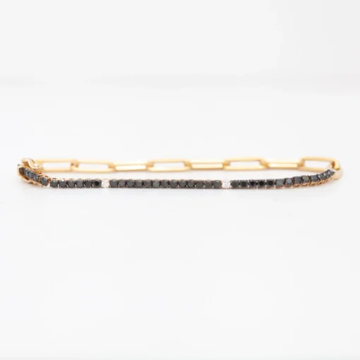 Black and White Diamond & Paperclip Half Tennis Bracelet
