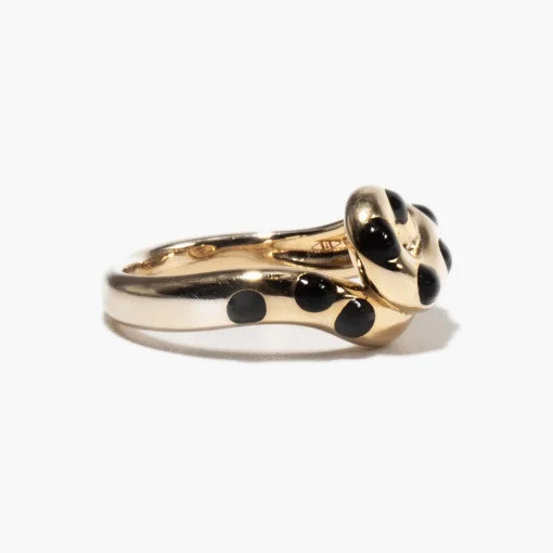Black Enamel Chunky Wave Ring