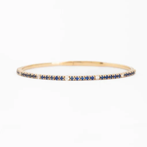 Blue Sapphire & White Diamond Flexible-Fit Bangle