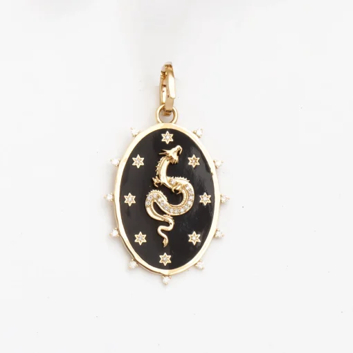 Ceramic & Diamond Dragon Hinged Charm