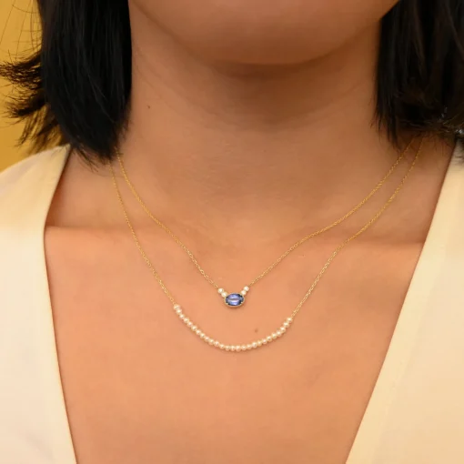 Ceylon Sapphire Diamond Dew Necklace