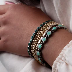Chrysoprase 3D Tile Chain Bracelet