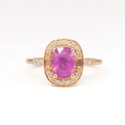1.58 ct Purple-Pink Cushion Sapphire Athena Ring