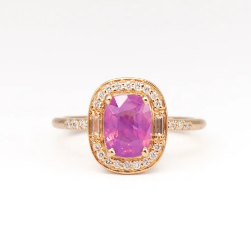 1.58 ct Purple-Pink Cushion Sapphire Athena Ring