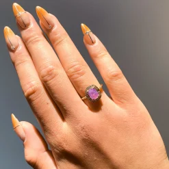 1.58 ct Purple-Pink Cushion Sapphire Athena Ring