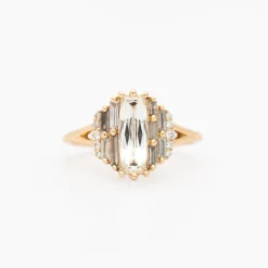 1.12 ct Rectangular Rose-Cut Diamond Cluster Ring