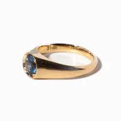 1.08 ct Round Montana Sapphire Reverence Signet Ring