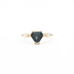 2.10 ct Teal Shield-cut Sapphire Harley Ring