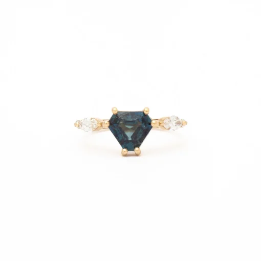 2.10 ct Teal Shield-cut Sapphire Harley Ring