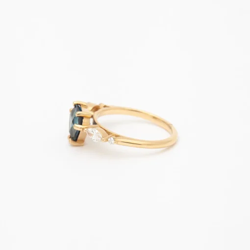 2.10 ct Teal Shield-cut Sapphire Harley Ring