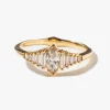 Dainty Deco Engagement Ring with Marquise Diamond