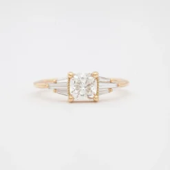 Deco Engagement Ring with Cushion Diamond
