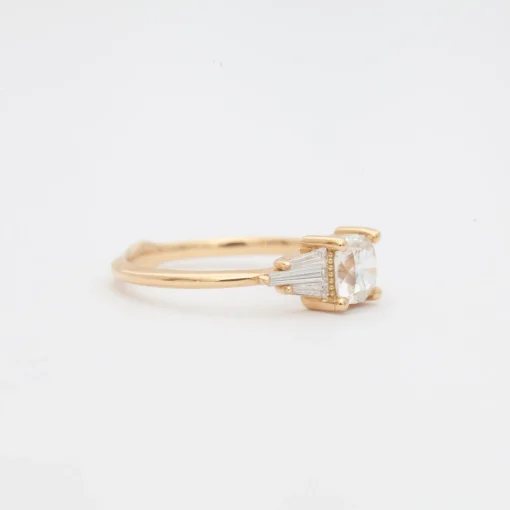 Deco Engagement Ring with Cushion Diamond