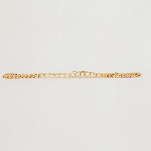 Diamond Bezel Tennis Segment Curb Chain Bracelet