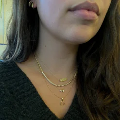 Diamond Bezel Tennis Segment Small Curb Chain Necklace