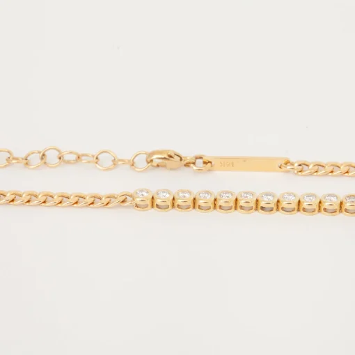 Diamond Bezel Tennis Segment Curb Chain Bracelet