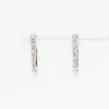 Diamond Half Paperclip White Gold Huggie Hoops