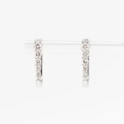 Diamond Half Paperclip White Gold Huggie Hoops