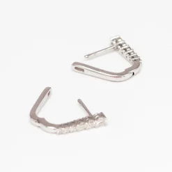 Diamond Half Paperclip White Gold Huggie Hoops