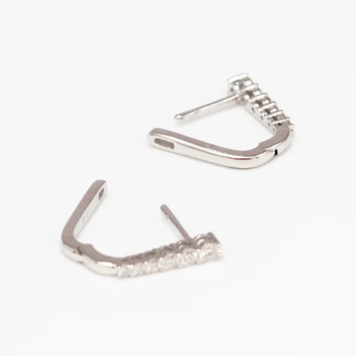 Diamond Half Paperclip White Gold Huggie Hoops