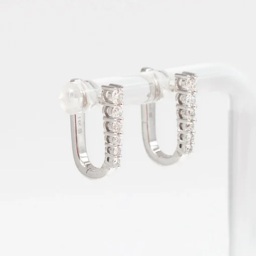 Diamond Half Paperclip White Gold Huggie Hoops