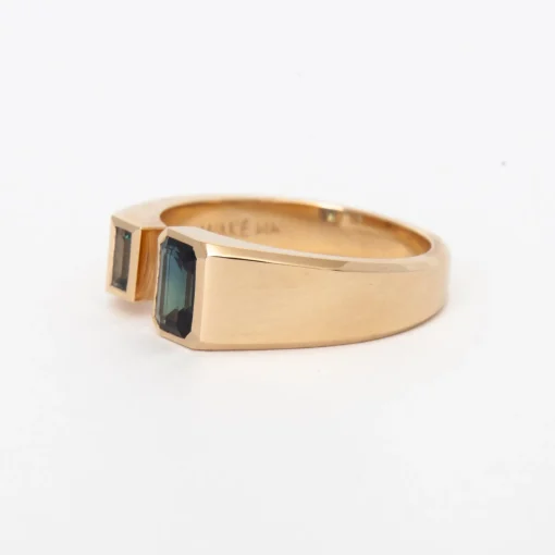 Emerald and Baguette-Cut Sapphire Dyad Ring
