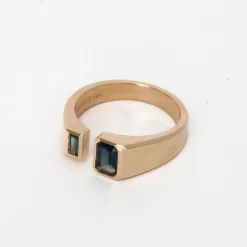 Emerald and Baguette-Cut Sapphire Dyad Ring