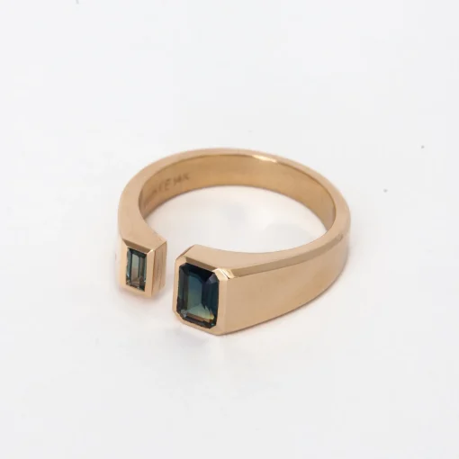 Emerald and Baguette-Cut Sapphire Dyad Ring