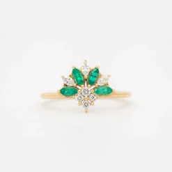 Emerald and Diamond Cluster Ring
