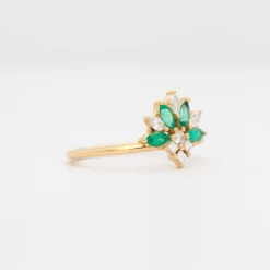 Emerald and Diamond Cluster Ring
