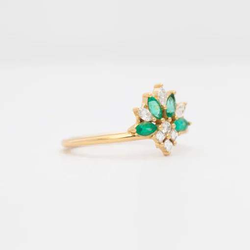 Emerald and Diamond Cluster Ring