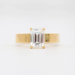 Emerald Cut Four-Prong Temple Solitaire