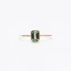 Emerald-Cut Green Sapphire Wisp Ring