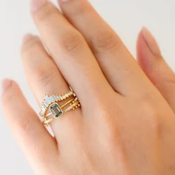 Emerald-Cut Green Sapphire Wisp Ring