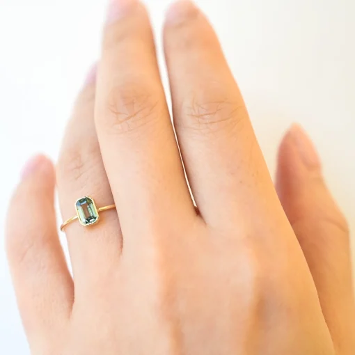Emerald-Cut Green Sapphire Wisp Ring