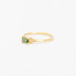 Emerald-cut Green Sapphire Deco Ring