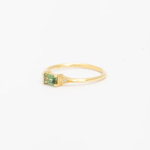 Emerald-cut Green Sapphire Deco Ring