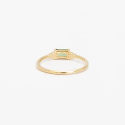 Emerald-cut Green Sapphire Deco Ring