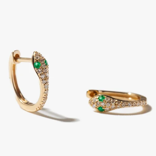 Emerald-Eye Snake Huggie Hoops