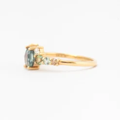 Exclusive Orbital Hex Blue Sapphire Cluster Ring