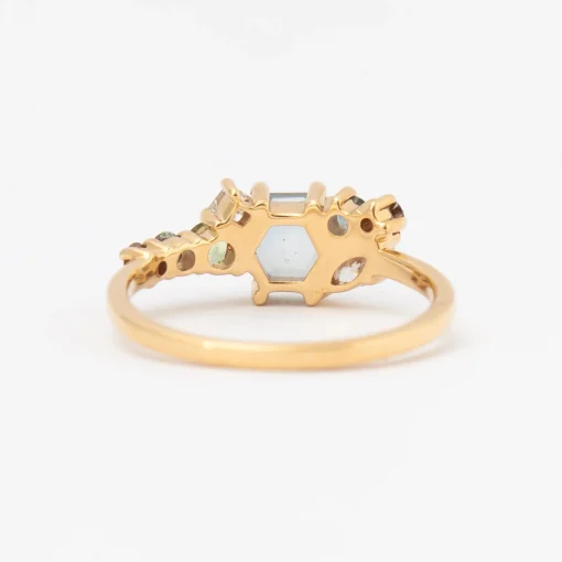 Exclusive Orbital Hex Blue Sapphire Cluster Ring