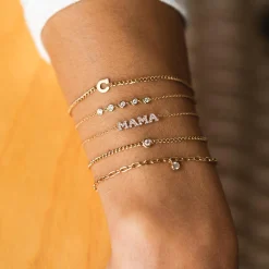 Five Linked Floating Diamonds Bracelet